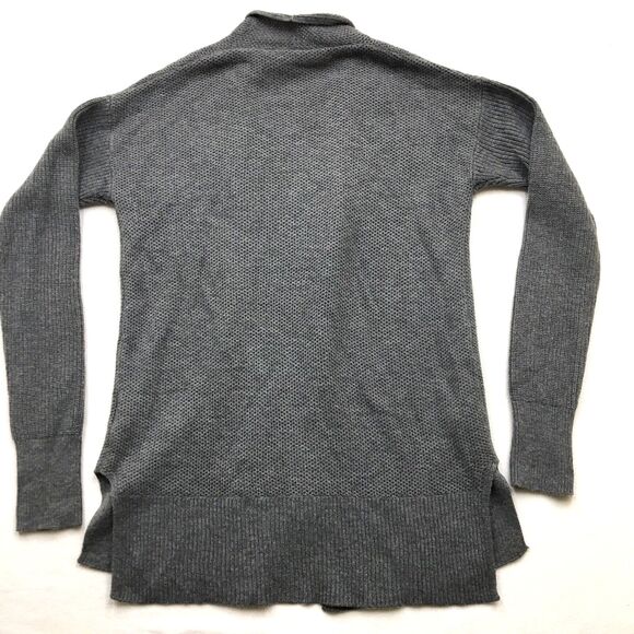 GAP Merino Blend Open Cardigan Sweater Women's S Gray Waffle Knit Shrug Neck - Picture 5 of 16
